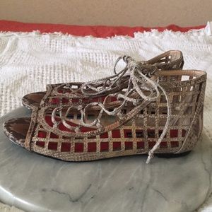 Charles Jourdan Caged Lace Up Sandals Size 6